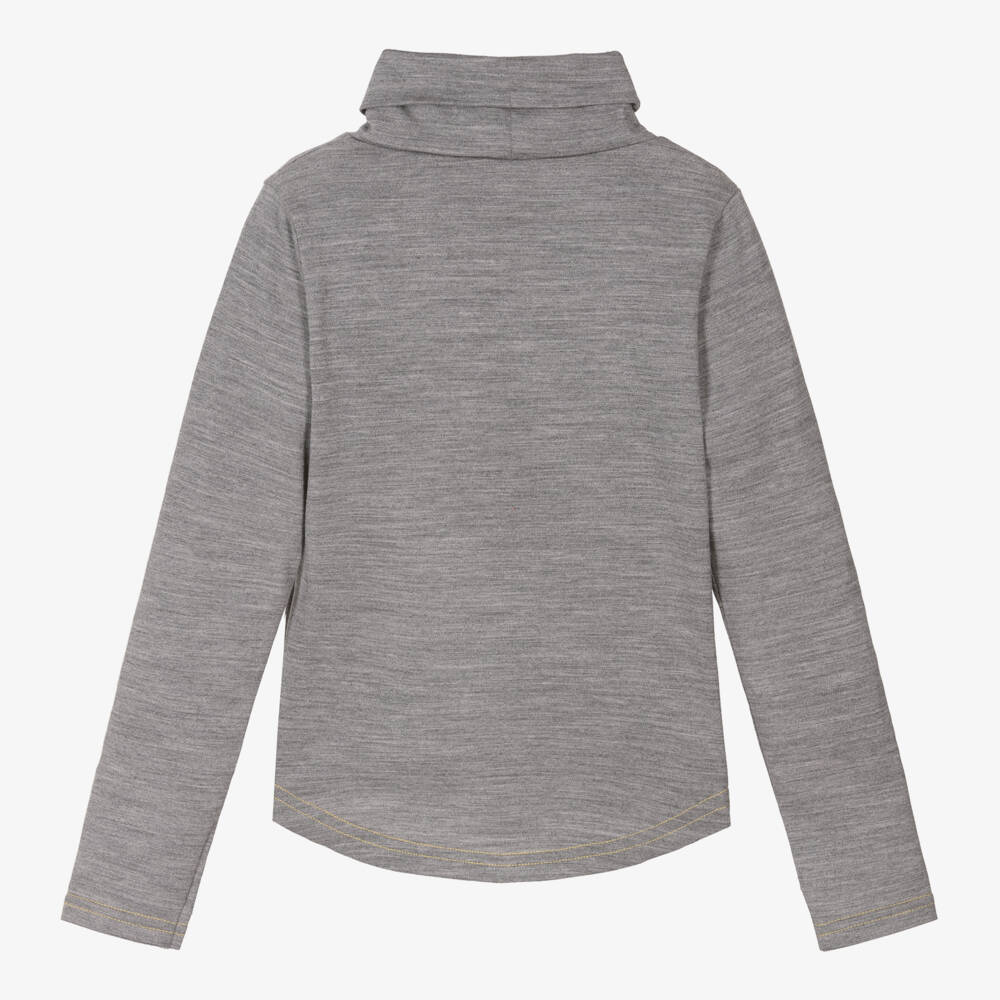 Smalls Merino-Grey Marl ZQ Merino Wool Roll Neck  Thermal Top | Childrensalon