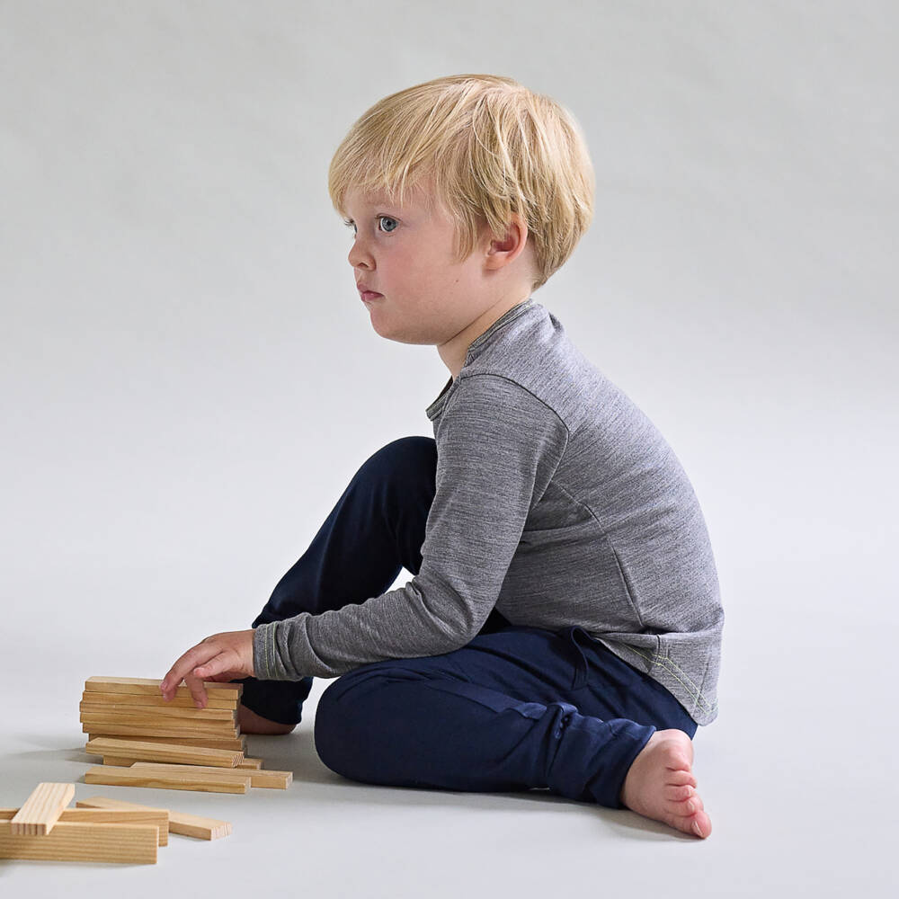 Smalls Merino-Grey Marl ZQ Merino Wool Thermal Top | Childrensalon