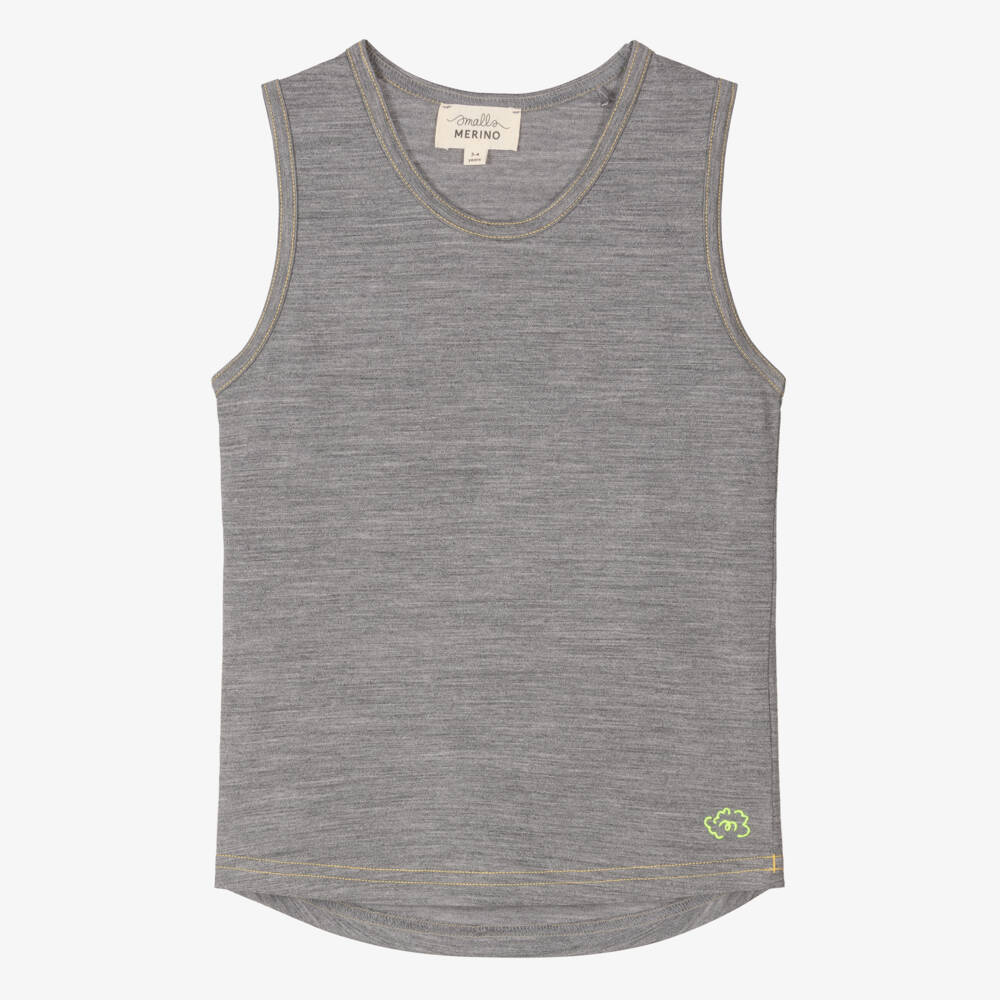 Smalls Merino-Grey Marl ZQ Merino Wool Thermal Vest Top | Childrensalon