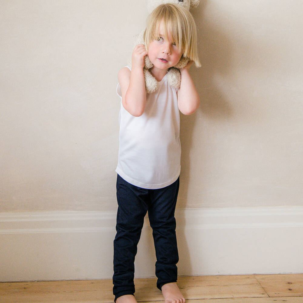 Smalls Merino-Синие узкие джоггеры из мериносовой шерсти | Childrensalon