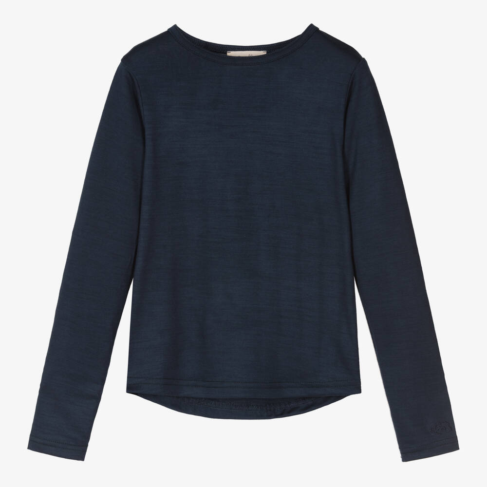 Smalls Merino-Navy Blue ZQ Merino Wool Thermal Top | Childrensalon