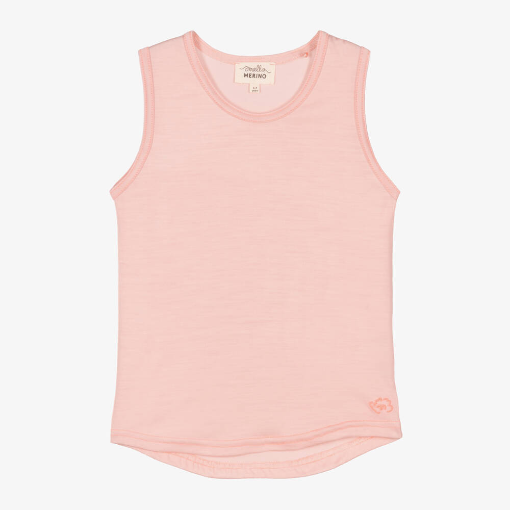 Smalls Merino-Pink ZQ Merino Wool Thermal Vest Top | Childrensalon