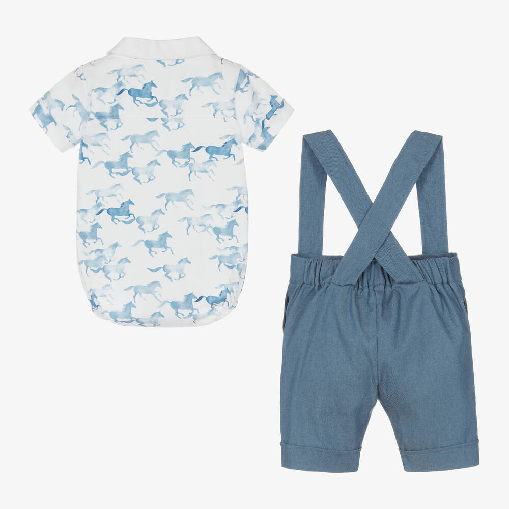 Sofija-Baby Boys Blue Chambray Shorts Set | Childrensalon