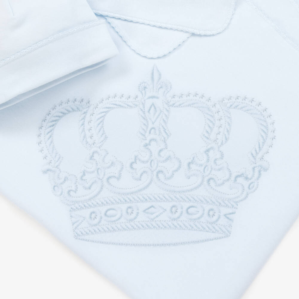 Sofija-Baby Boys Blue Cotton Blanket & Hat Set | Childrensalon