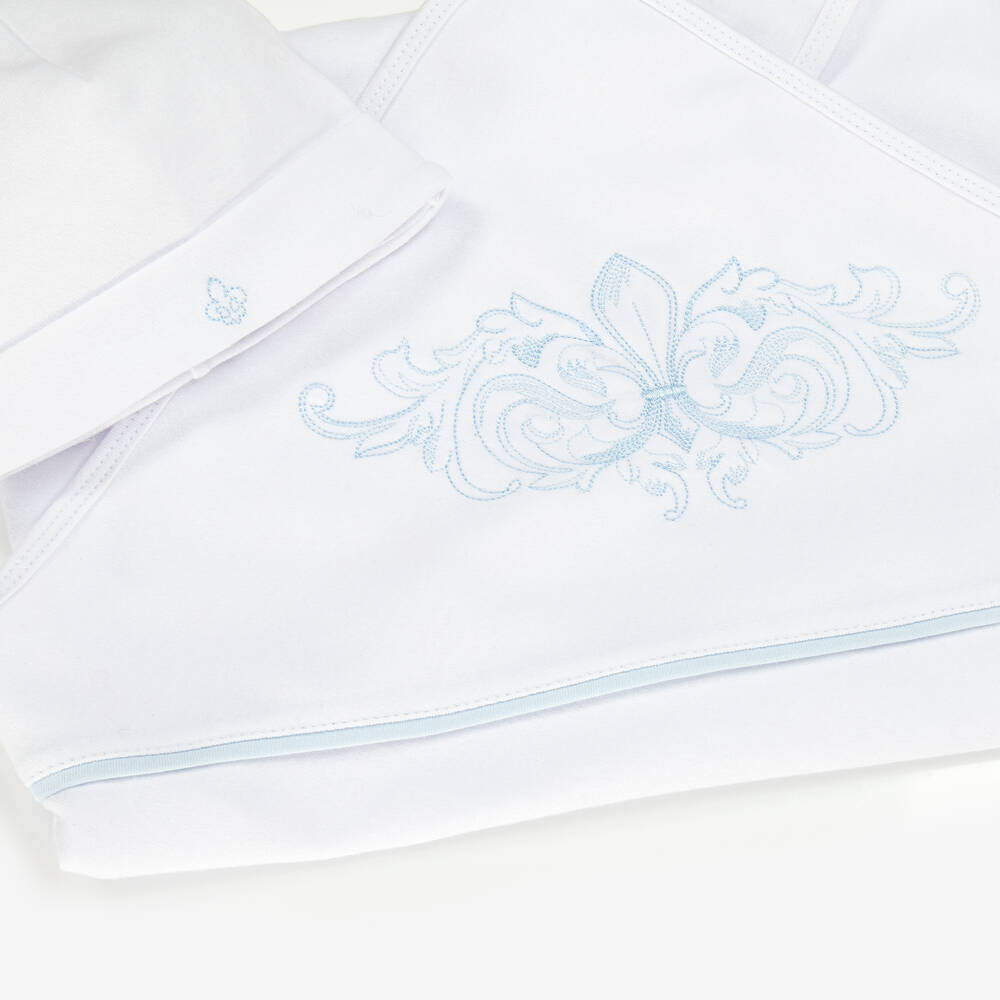 Sofija-Baby Boys White Blanket & Hat Gift Set | Childrensalon