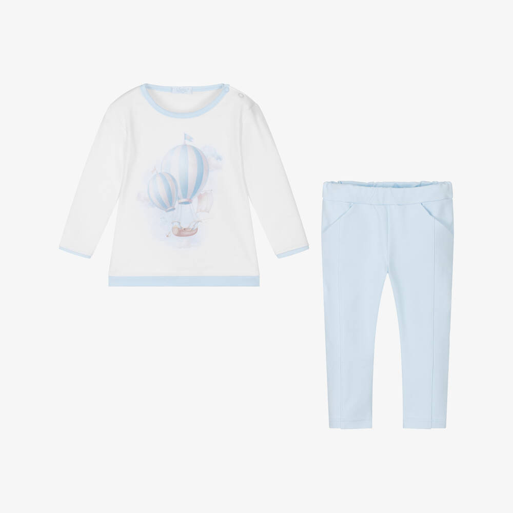Sofija-Baby Boys White & Blue Air Ballon Outfit | Childrensalon