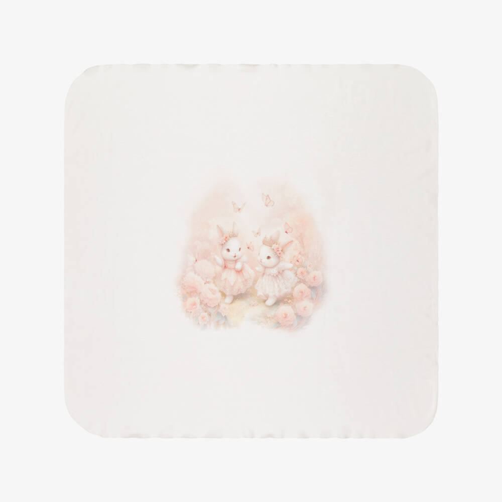 Sofija-Baby Girls Ivory Cotton Babygrow Set with Rabbit Print | Childrensalon