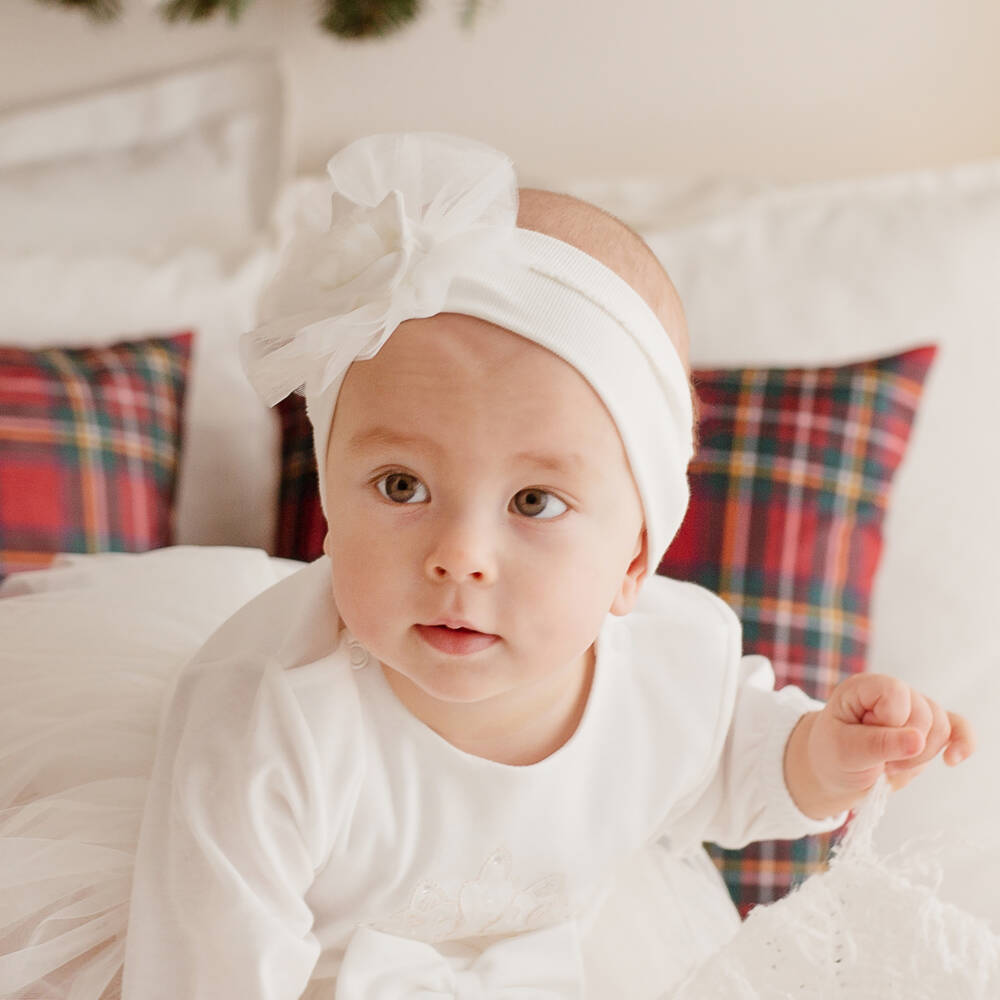 Sofija-Кремовая хлопковая повязка на голову для малышей | Childrensalon