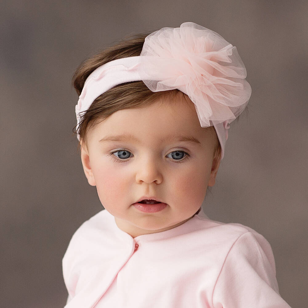 Sofija-Розовая хлопковая повязка на голову для малышей | Childrensalon