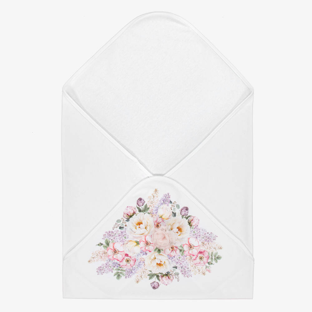 Sofija-Baby Girls White Cotton Blanket Set | Childrensalon