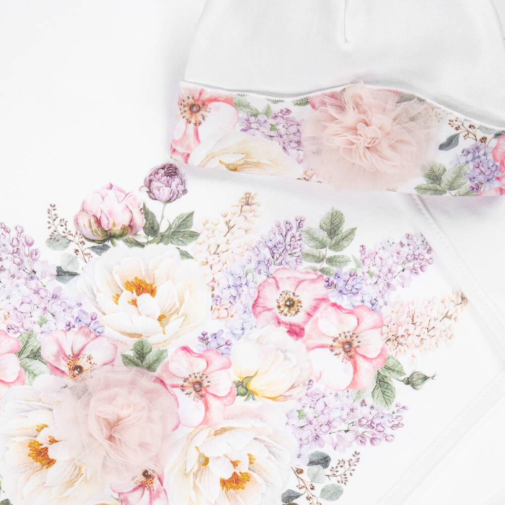 Sofija-Baby Girls White Cotton Blanket Set | Childrensalon