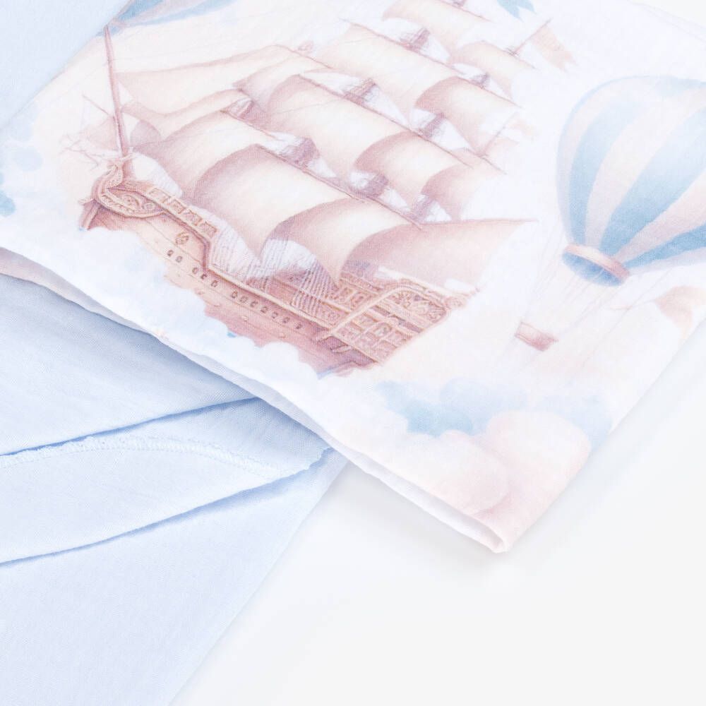 Sofija-Blue & White Balloon Print Muslin Cloths (2 Pack) | Childrensalon