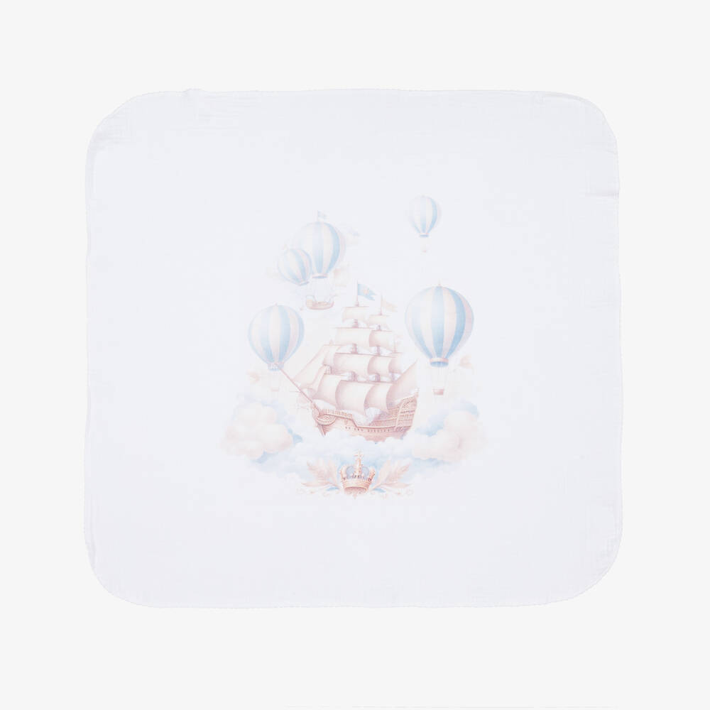 Sofija-Blue & White Balloon Print Muslin Cloths (2 Pack) | Childrensalon