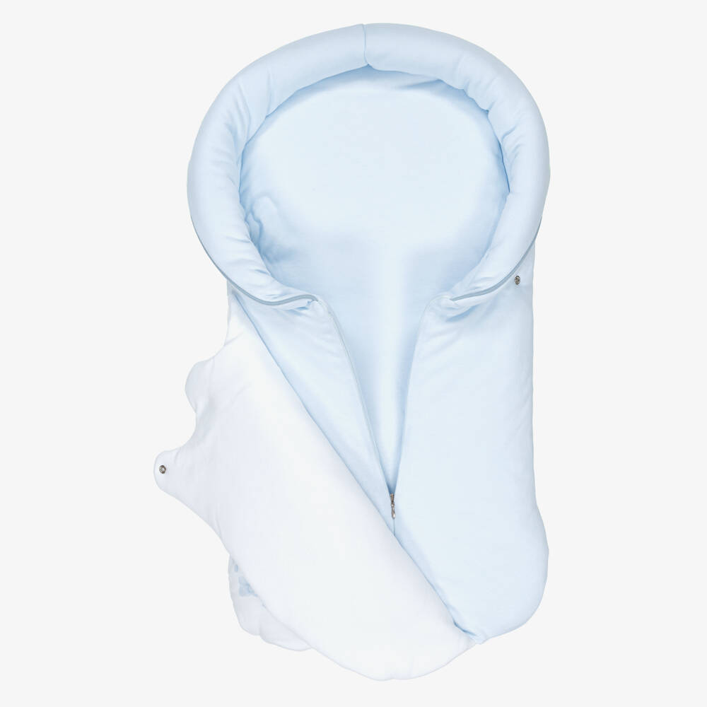 Sofija-Blue & White Cotton Jersey Padded Tiger Nest (70cm) | Childrensalon