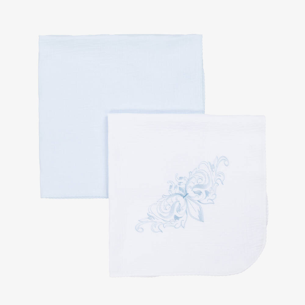 Sofija-Blue & White Muslin Cloths (2 Pack) | Childrensalon