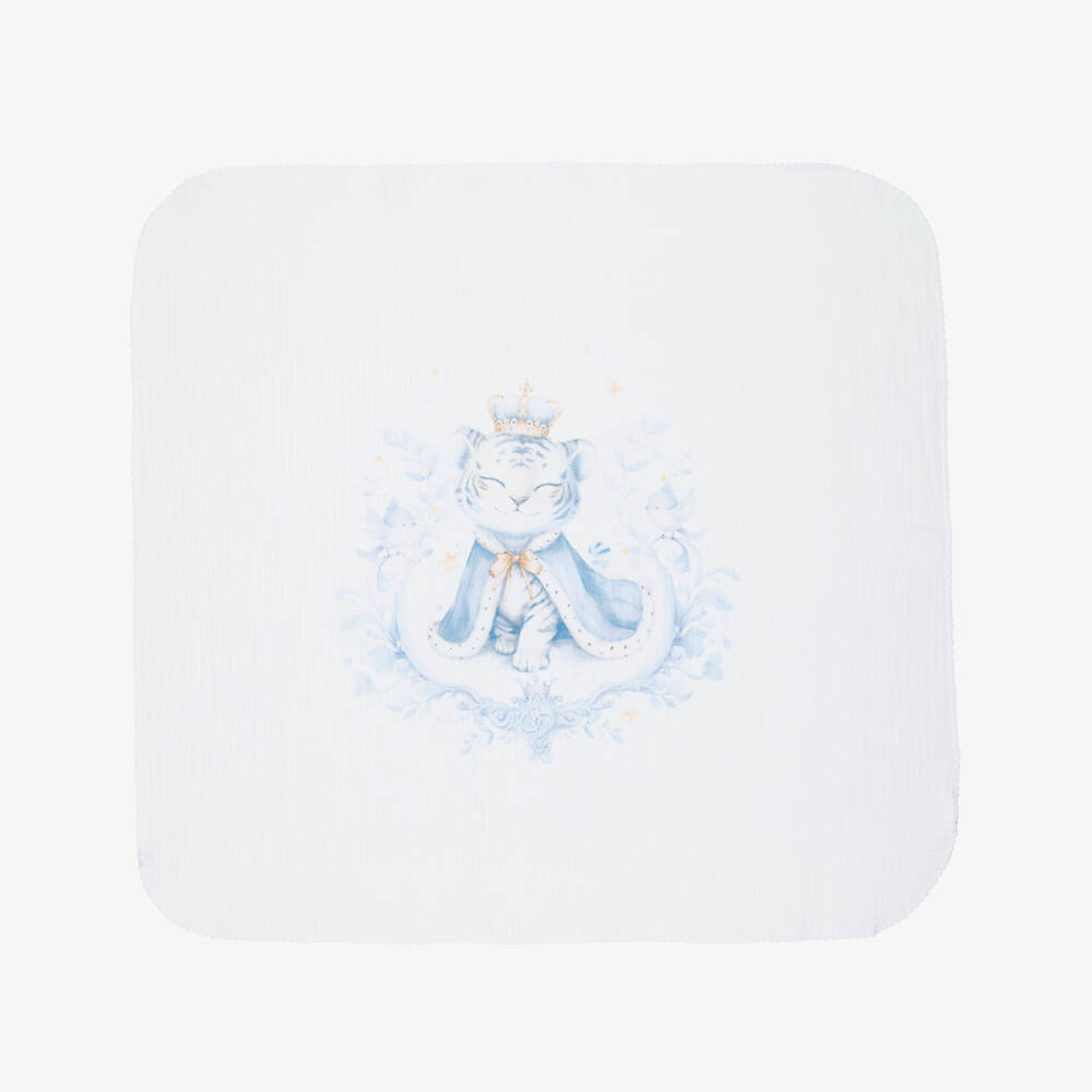 Sofija-Blue & White Tiger Print Muslin Cloths (2 Pack) | Childrensalon