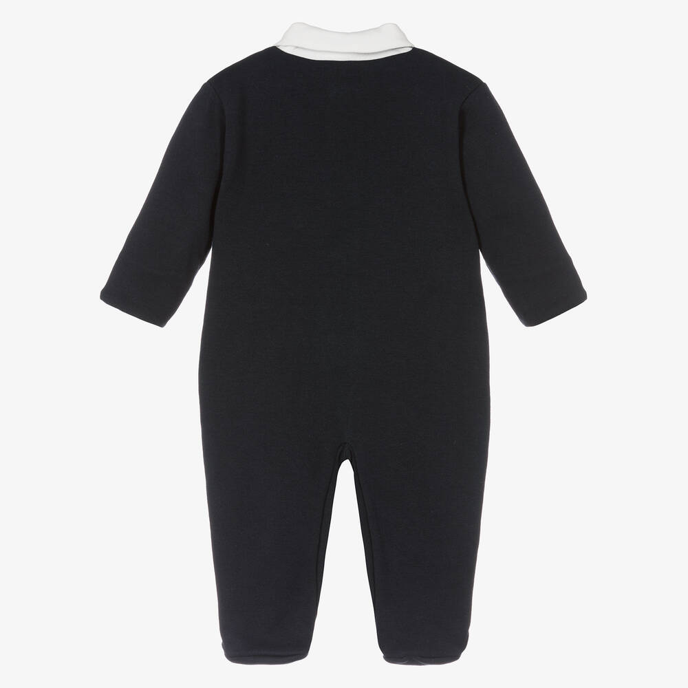 Sofija-Boys Navy Blue Cotton Babygrow | Childrensalon