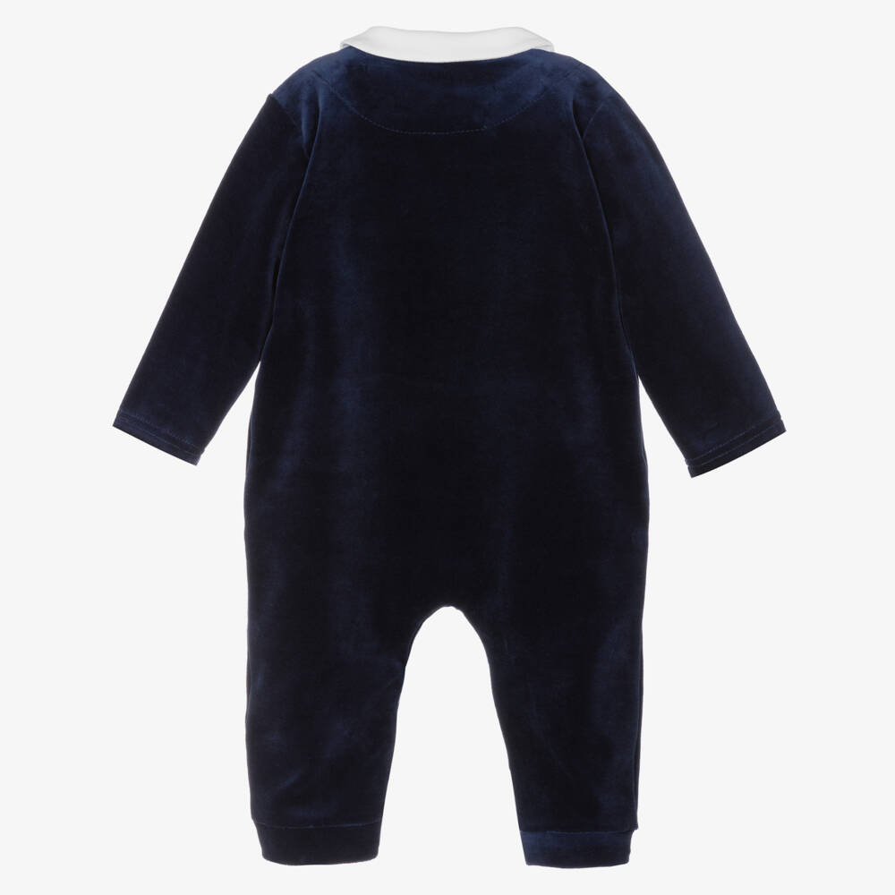 Sofija-Синий велюровый ромпер для мальчиков | Childrensalon