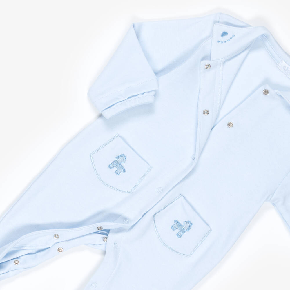 Sofija-Boys Pale Blue Cotton Babysuit Gift Set | Childrensalon