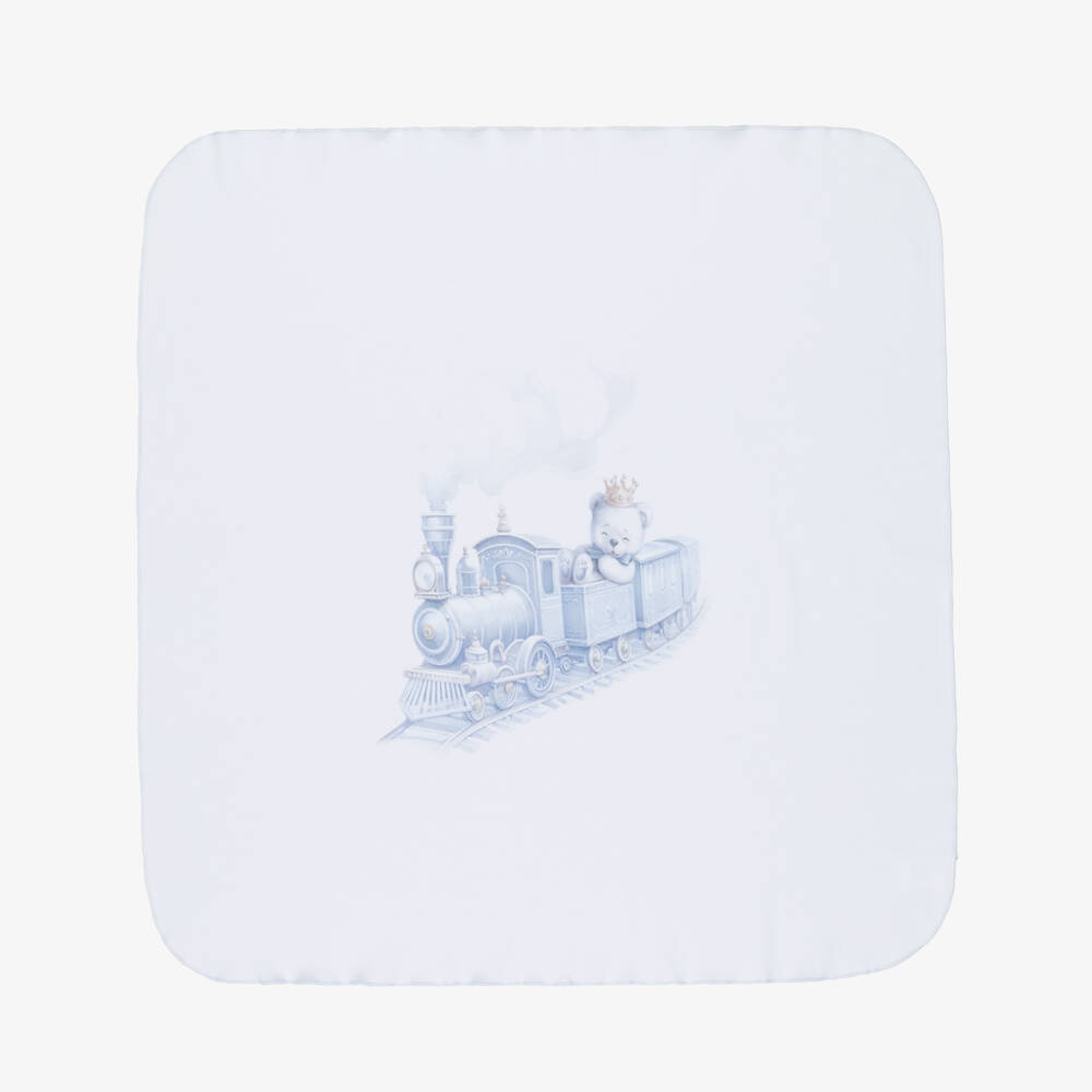 Sofija-طقم أفارول بيبي غرو بطبعة دب قطن لون أبيض وأزرق للأولاد الرضع | Childrensalon