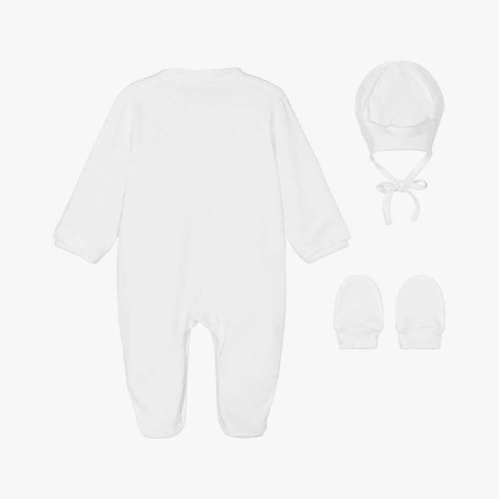 Sofija-Подарочный комплект белого цвета с комбинезоном | Childrensalon