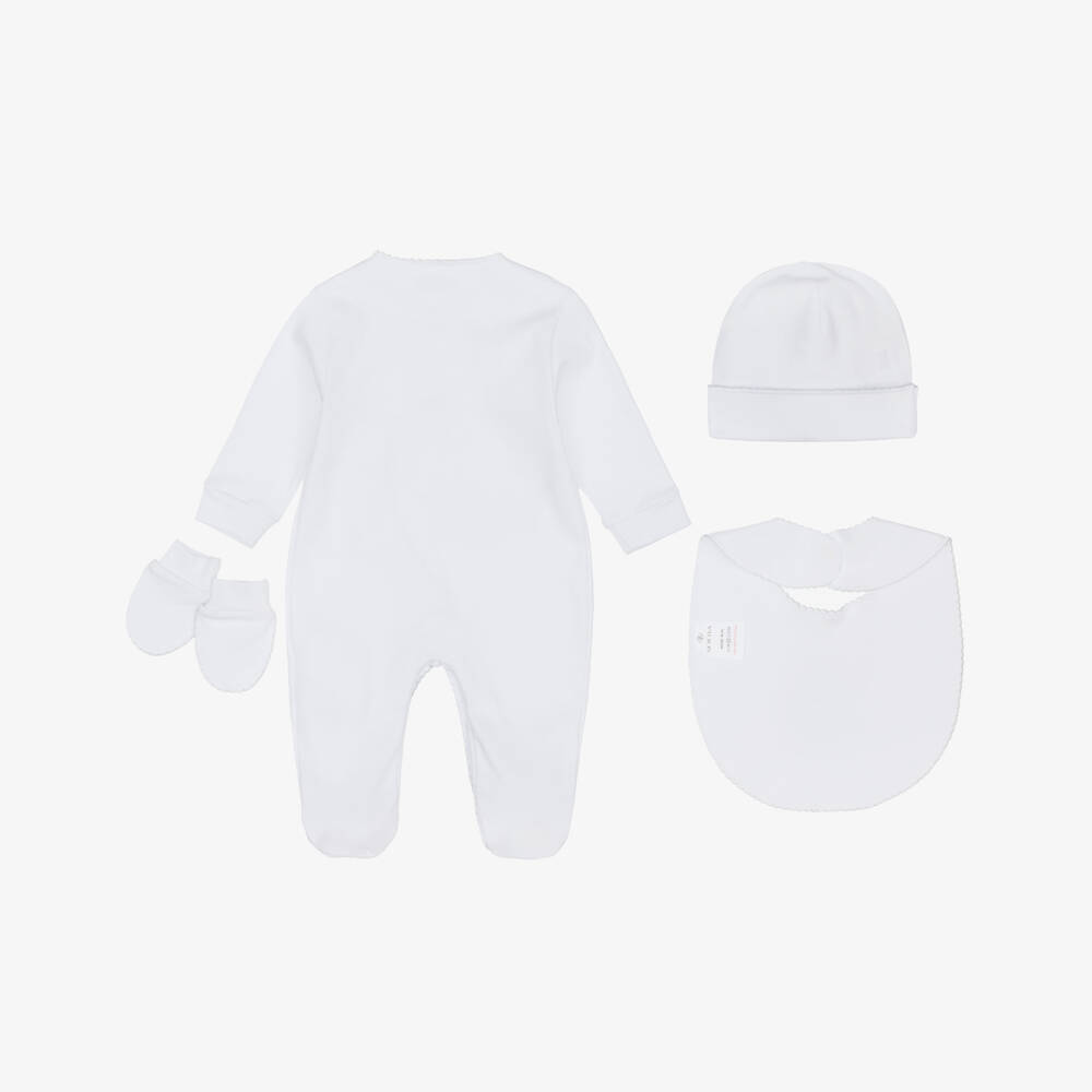 Sofija-Boys White Cotton Sailing Ship Print Babysuit Set | Childrensalon