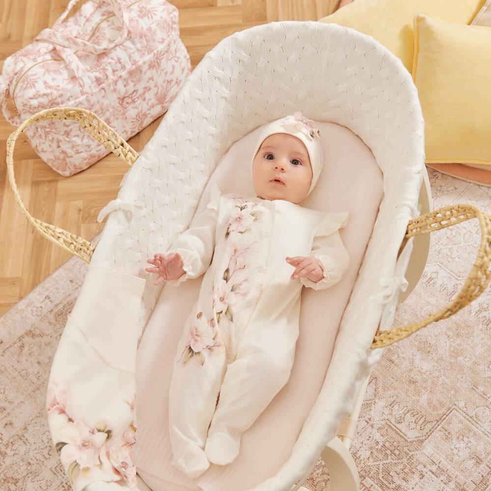 Sofija-Girls Ivory Cotton Babygrow Set | Childrensalon