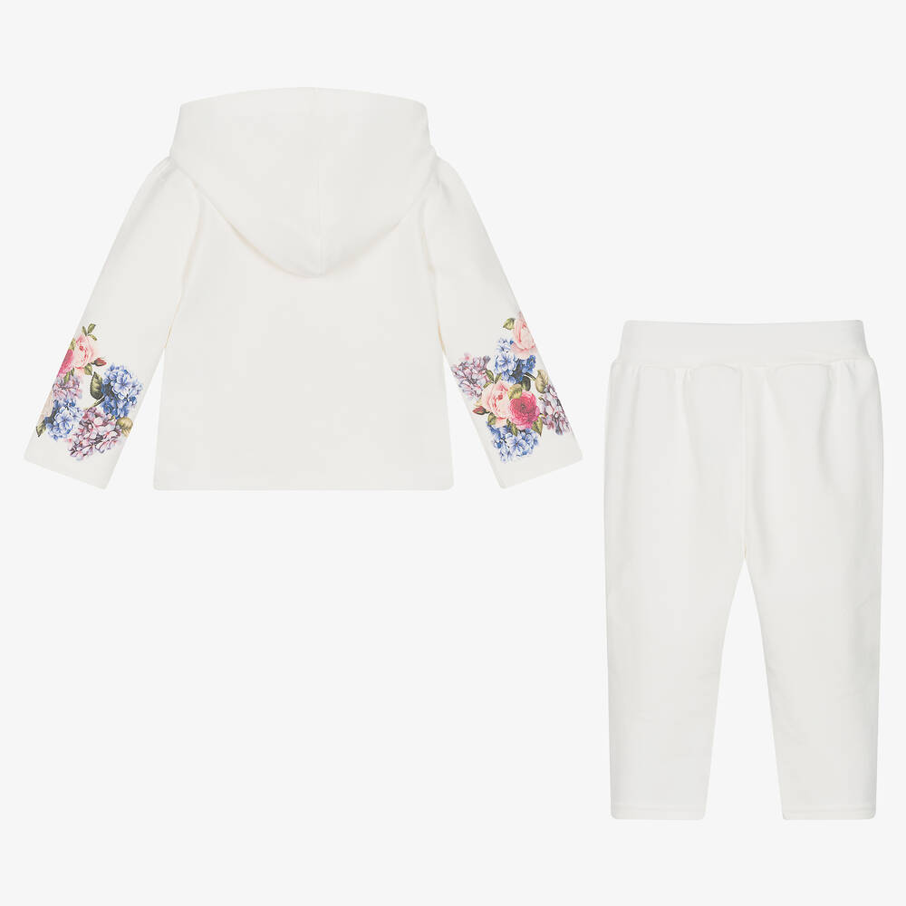 Sofija-Кремовый спортивный костюм из хлопка с цветами | Childrensalon