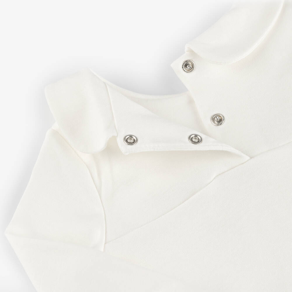 Sofija-Girls Ivory Cotton Jersey Leggings Set with Bow Motif | Childrensalon