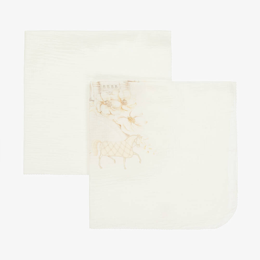 Sofija-Girls Ivory Cotton Princess Muslins (2 Pack) | Childrensalon