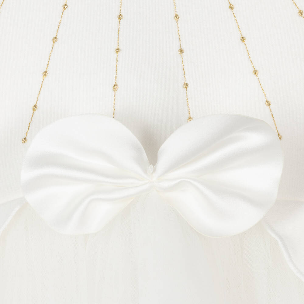 Sofija-Кремовое платье из хлопка и тюля | Childrensalon