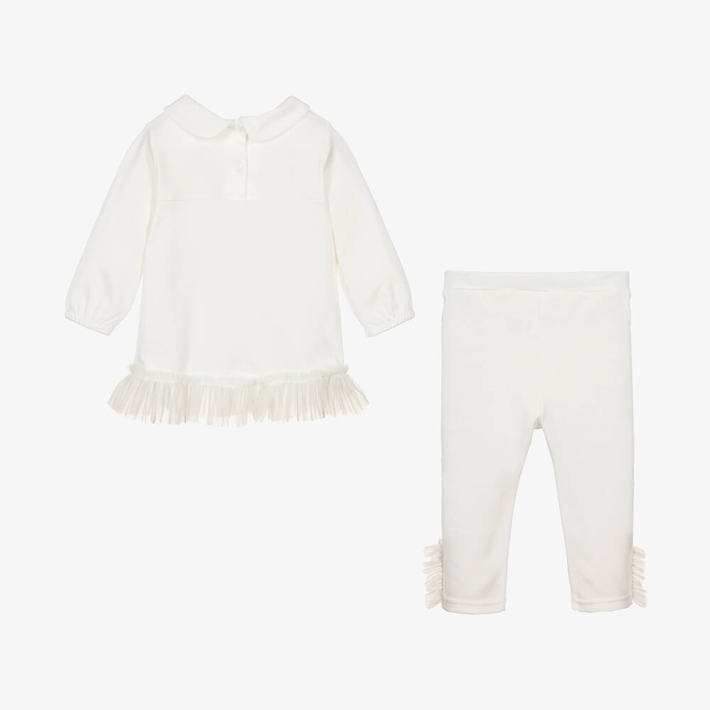 Sofija-Girls Ivory Cotton & Tulle Leggings Set | Childrensalon