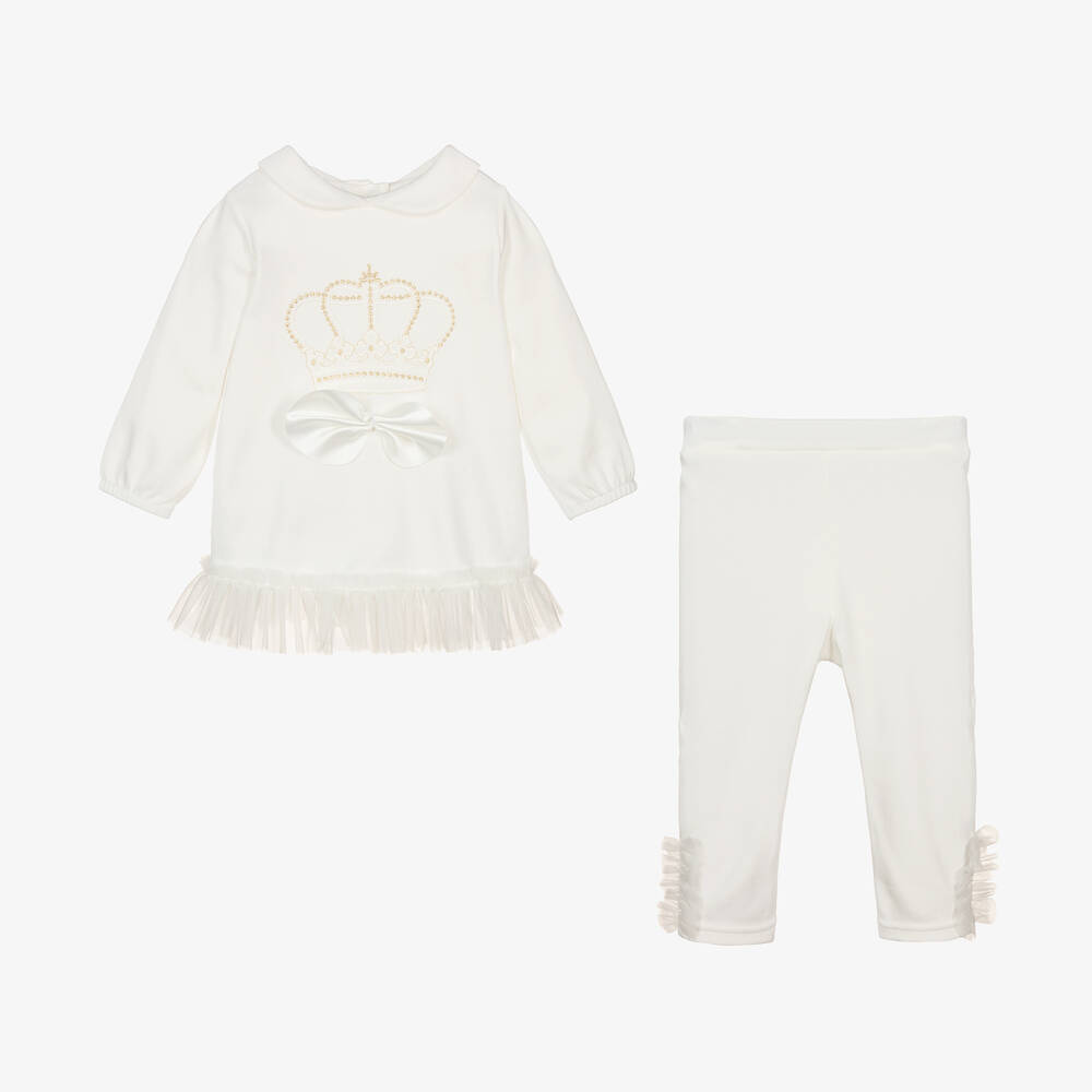 Sofija-Girls Ivory Cotton & Tulle Leggings Set | Childrensalon