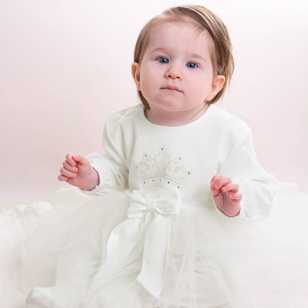 Sofija-Кремовый комбинезон с юбкой-пачкой | Childrensalon