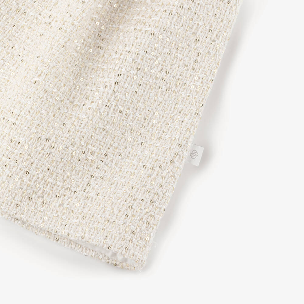 Sofija-Girls Ivory & Gold Sequin Tweed Coat | Childrensalon