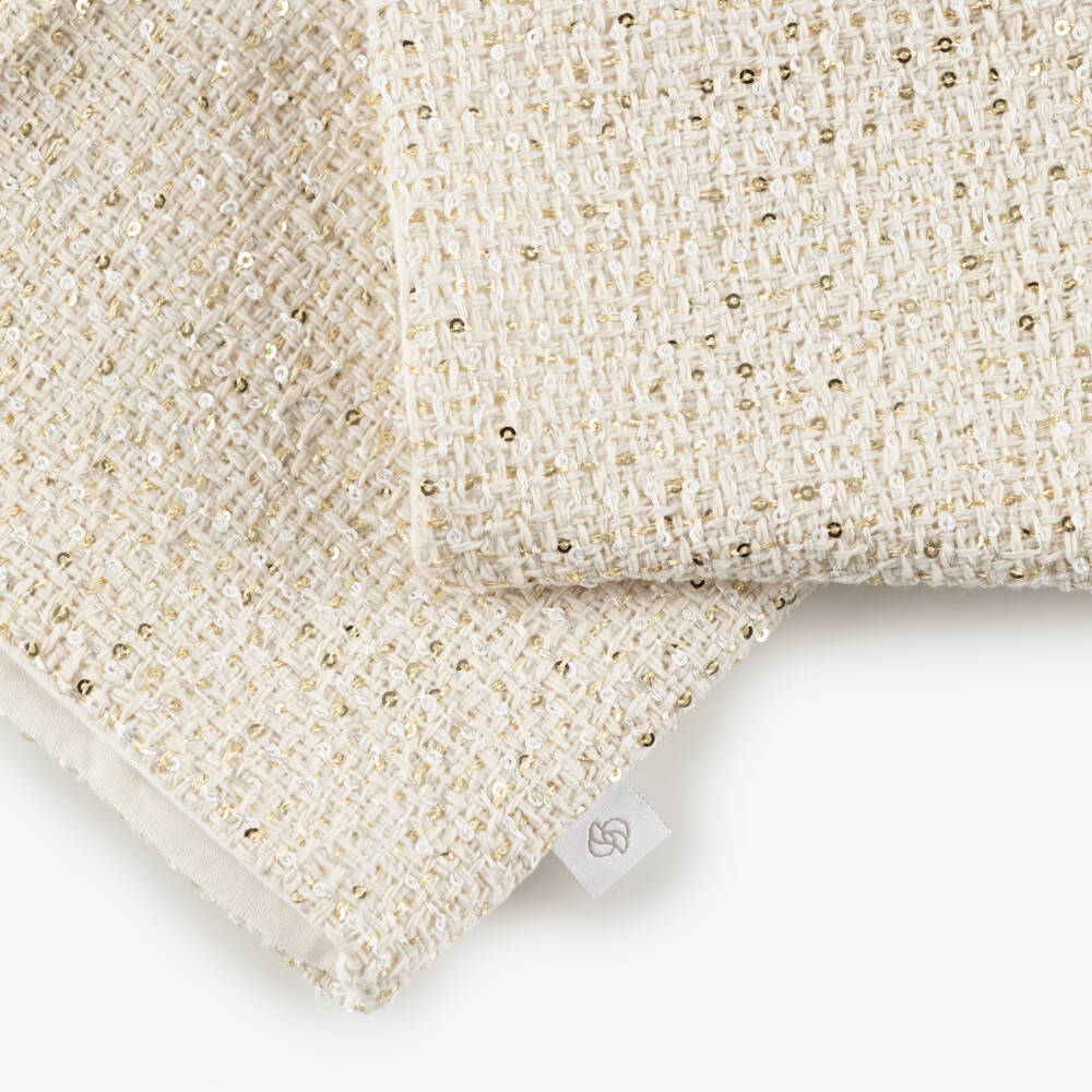 Sofija-Girls Ivory Tweed Jacket & White Tulle Skirt Set | Childrensalon