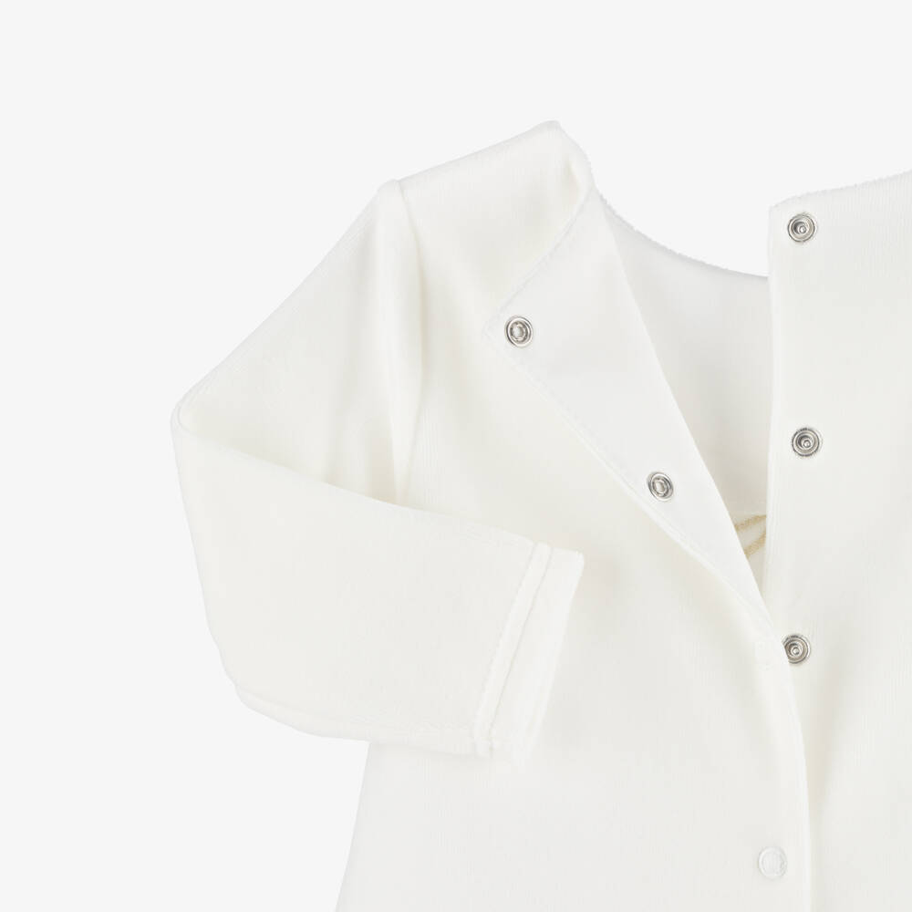 Sofija-Girls Ivory Velour & Tulle Dress with Bow Motif | Childrensalon