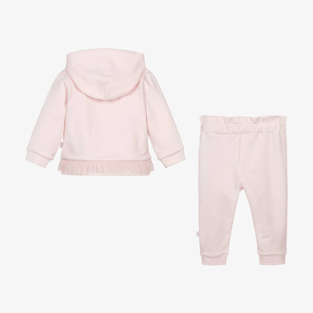Sofija-Girls Pink Cotton Hooded Tracksuit  | Childrensalon