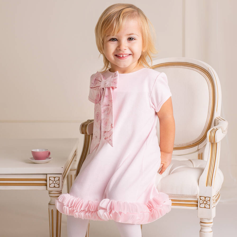 Sofija-Розовое платье из хлопкового джерси для девочек | Childrensalon