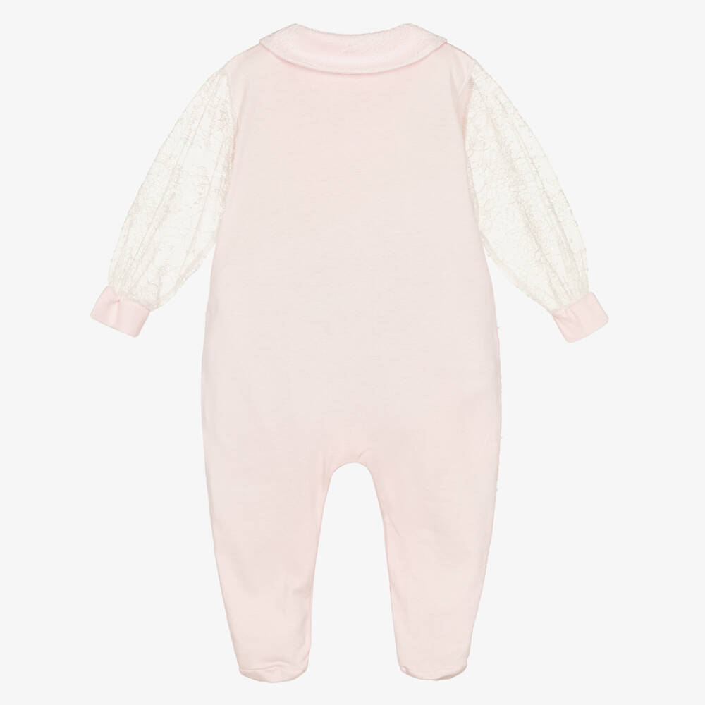 Sofija-Розовый комбинезон из хлопка с кружевом | Childrensalon