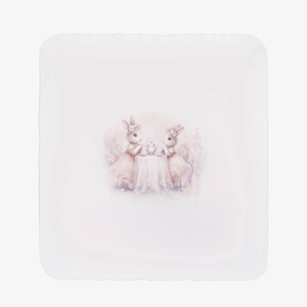 Sofija-Girls Pink Cotton Rabbit Tea Party Babygrow Set | Childrensalon