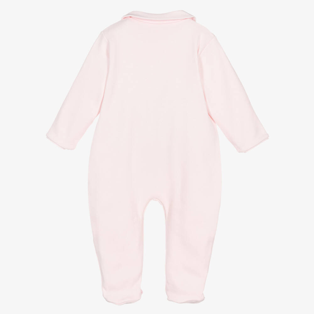Sofija-Girls Pink Cotton Rose Babygrow | Childrensalon