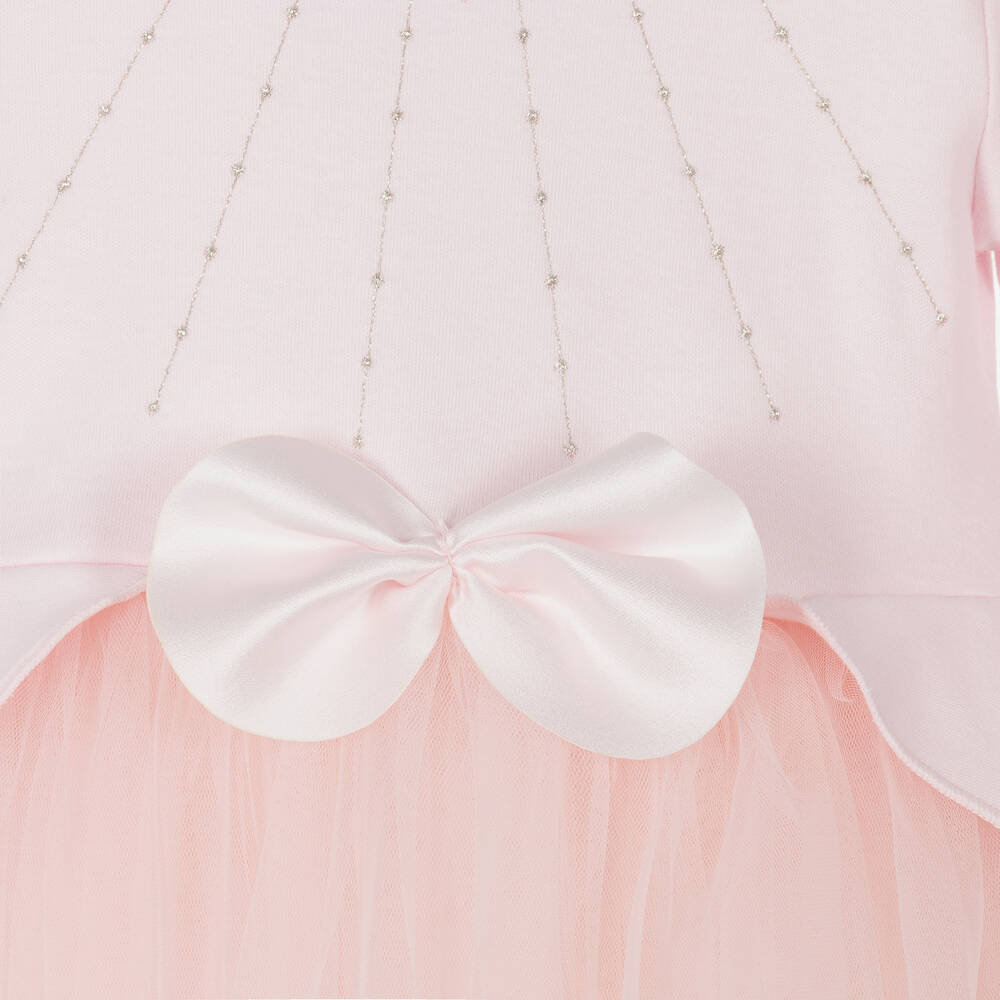 Sofija-Girls Pink Cotton & Tulle Dress | Childrensalon