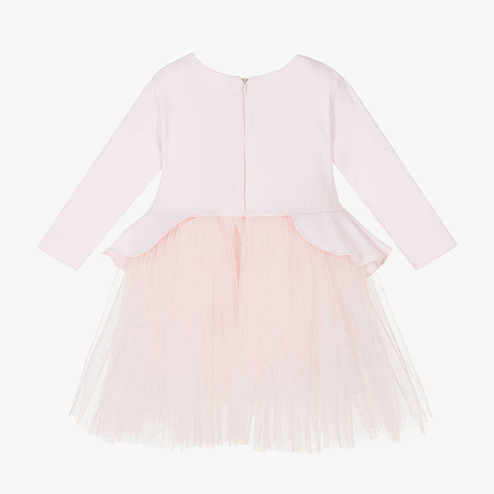 Sofija-Girls Pink Cotton & Tulle Dress | Childrensalon