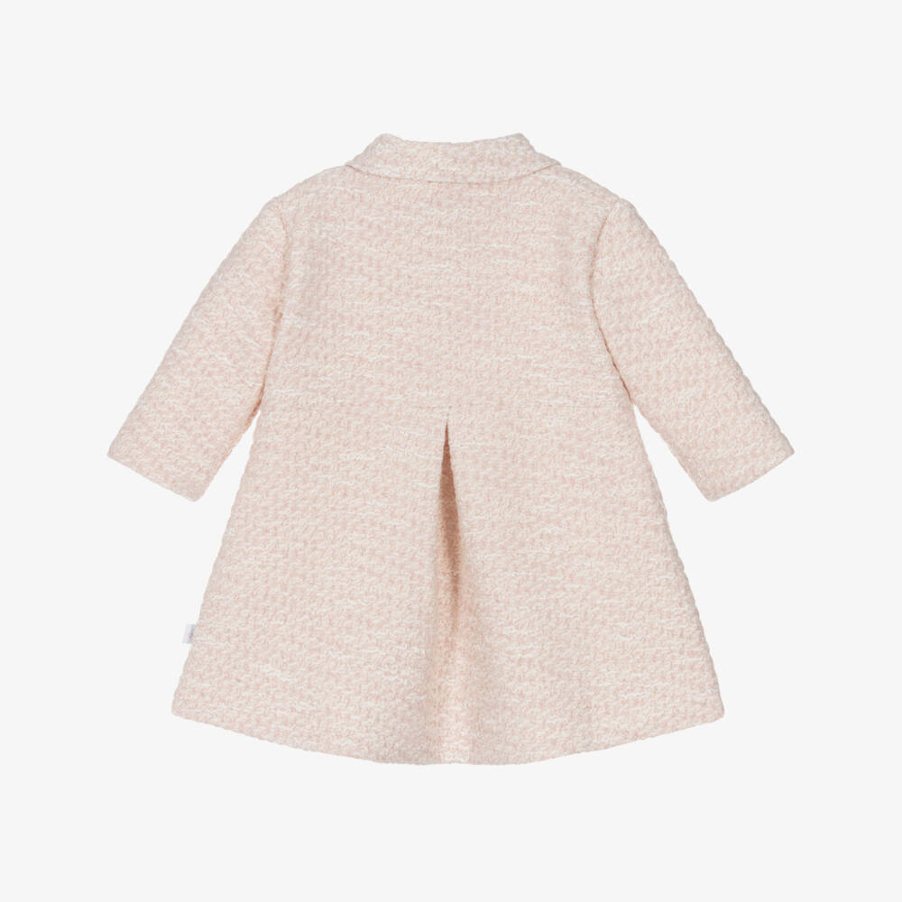 Sofija-Girls Pink Cotton Tweed Coat | Childrensalon