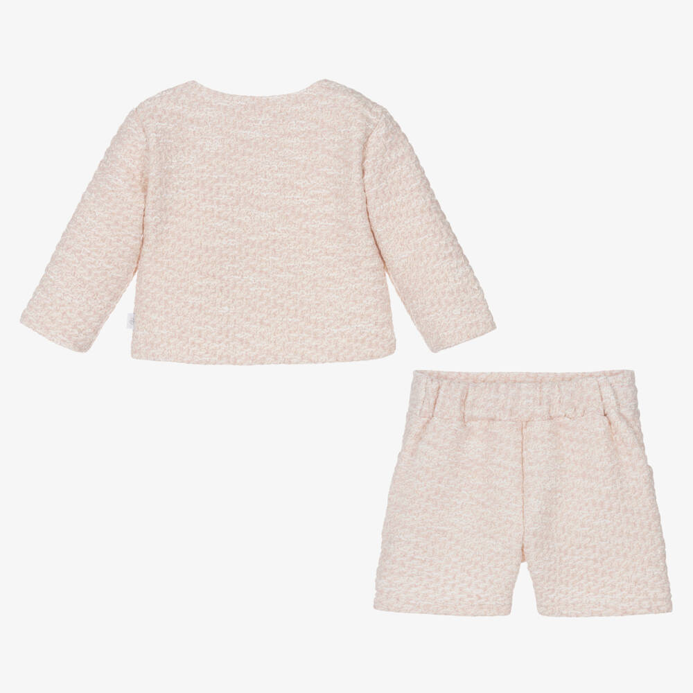 Sofija-Розовый хлопковый жакет с шортами для девочек | Childrensalon