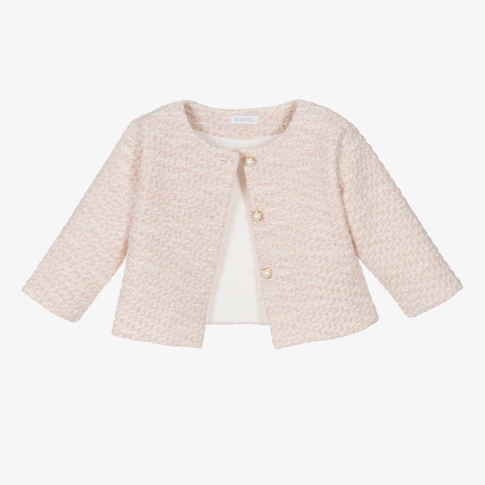 Sofija-Розовый хлопковый жакет с шортами для девочек | Childrensalon