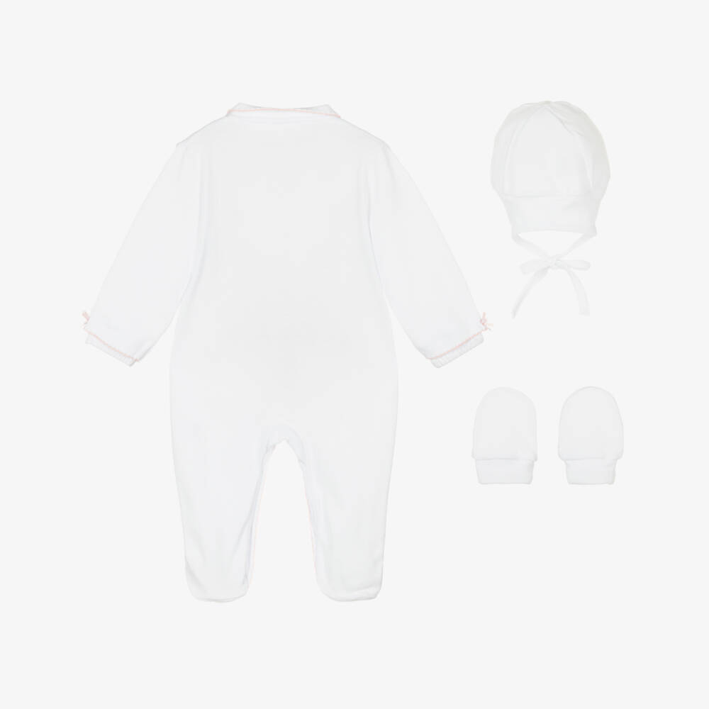Sofija-Подарочный комплект белого цвета с комбинезоном | Childrensalon