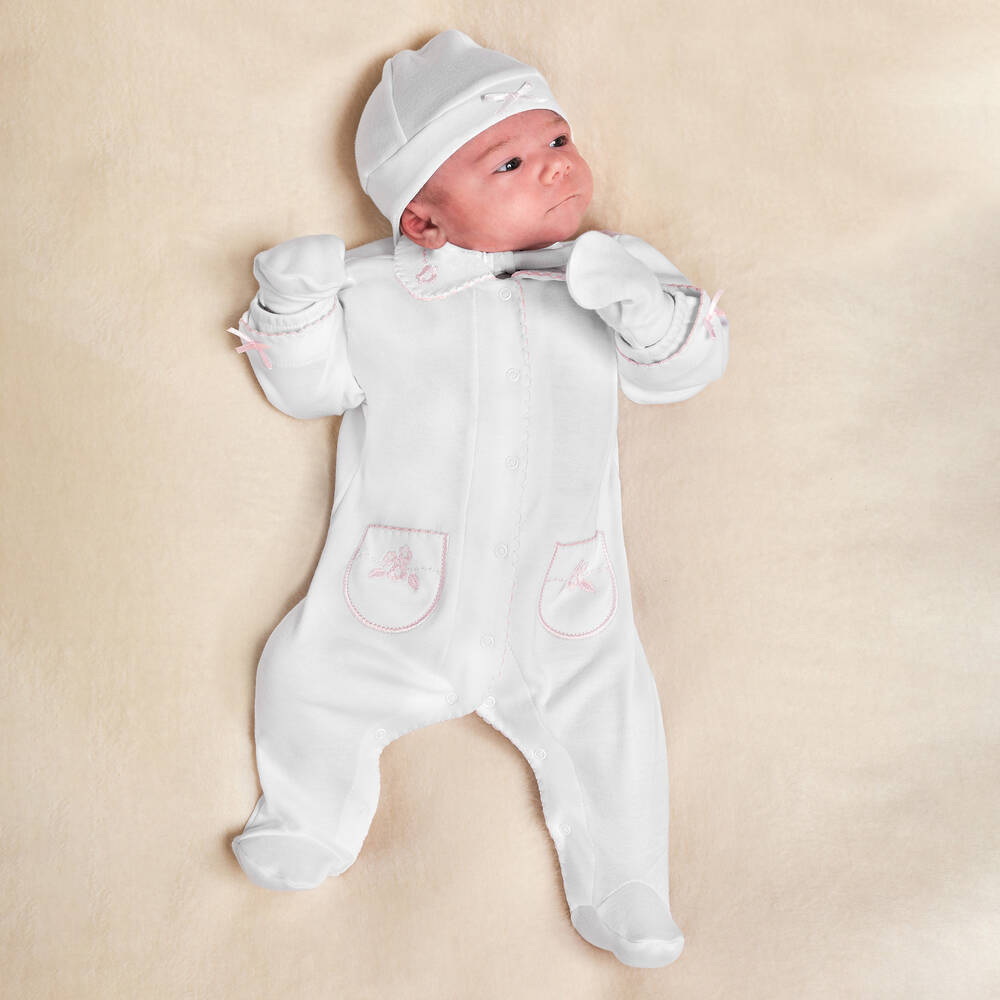 Sofija-Подарочный комплект белого цвета с комбинезоном | Childrensalon