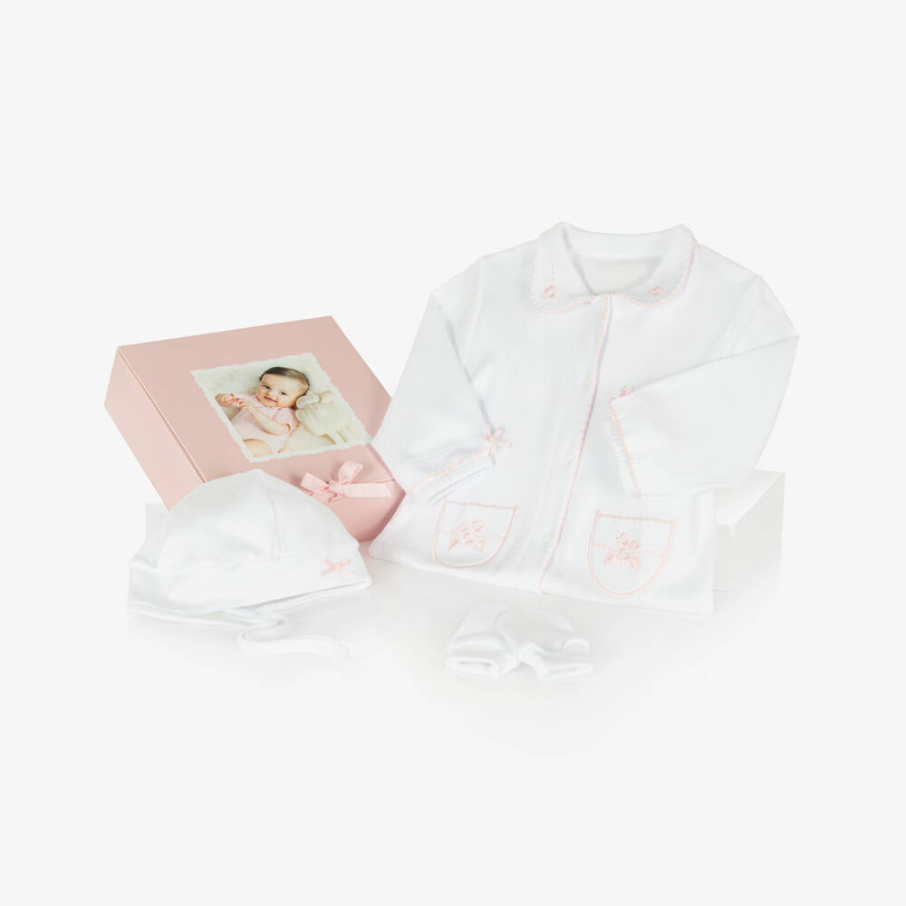 Sofija-Подарочный комплект белого цвета с комбинезоном | Childrensalon